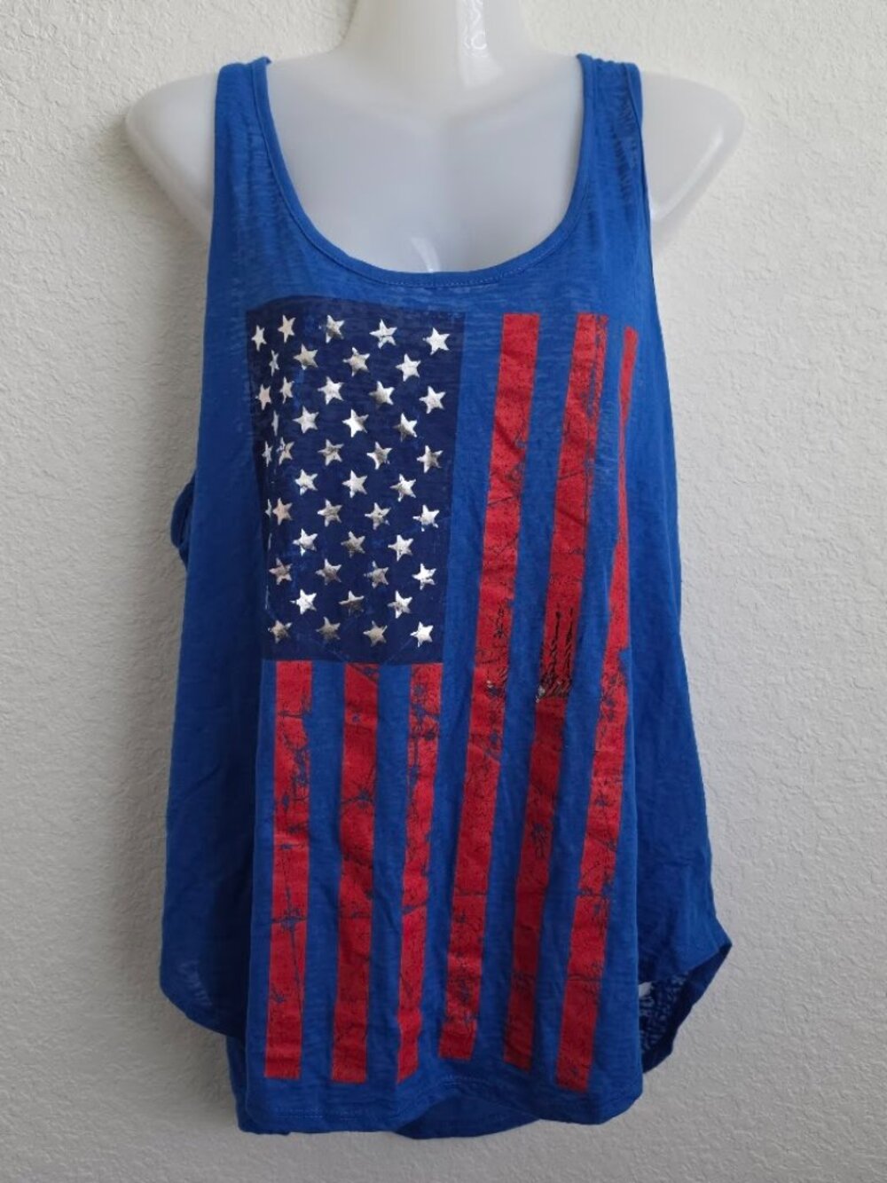 Made in the USA Women's Jr's Sz XXL AMERICAN FLAG Tank Top Shirt. NWT.